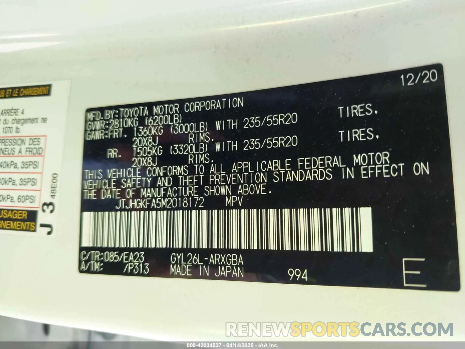 9 Фотография поврежденного автомобиля JTJHGKFA5M2018172 LEXUS RX 450HL 2021