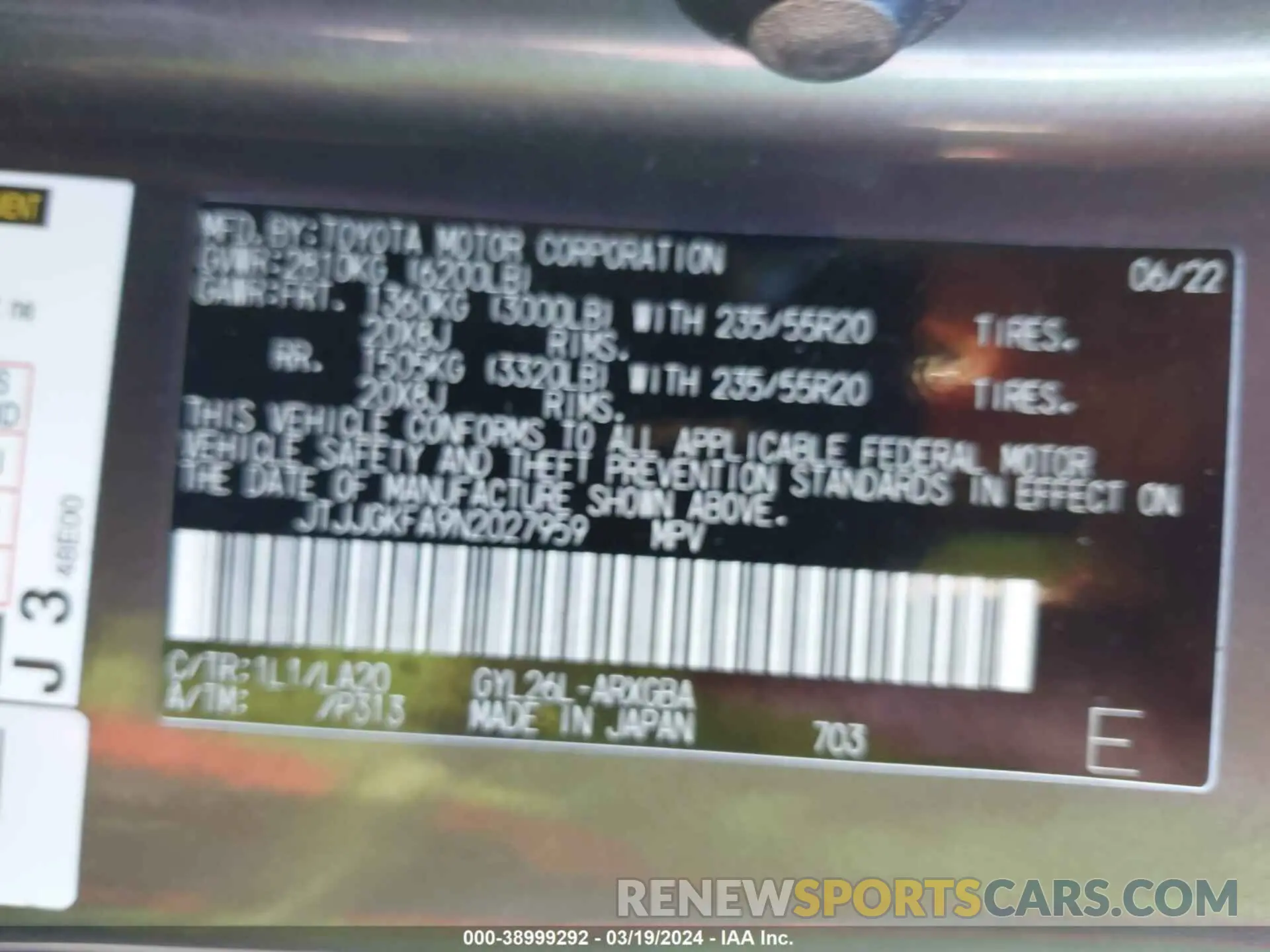 9 Photograph of a damaged car JTJJGKFA9N2027959 LEXUS RX 450HL 2022