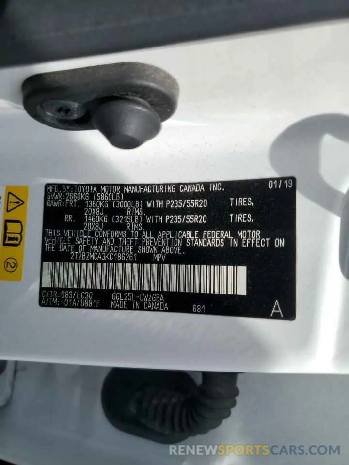 14 Фотография поврежденного автомобиля 2T2BZMCA3KC186261 LEXUS RX350 2019