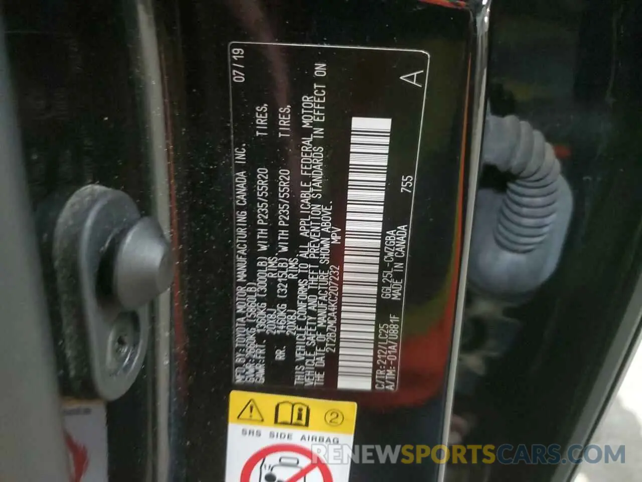 13 Photograph of a damaged car 2T2BZMCA4KC207232 LEXUS RX350 2019