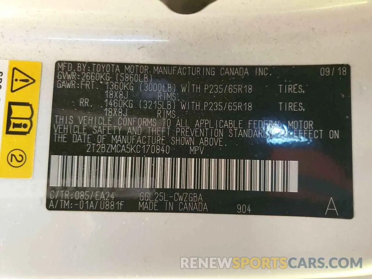 14 Фотография поврежденного автомобиля 2T2BZMCA5KC170840 LEXUS RX350 2019