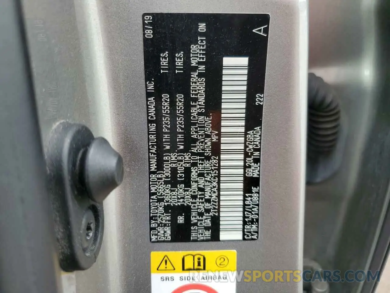 13 Фотография поврежденного автомобиля 2T2ZZMCA3KC151282 LEXUS RX350 2019