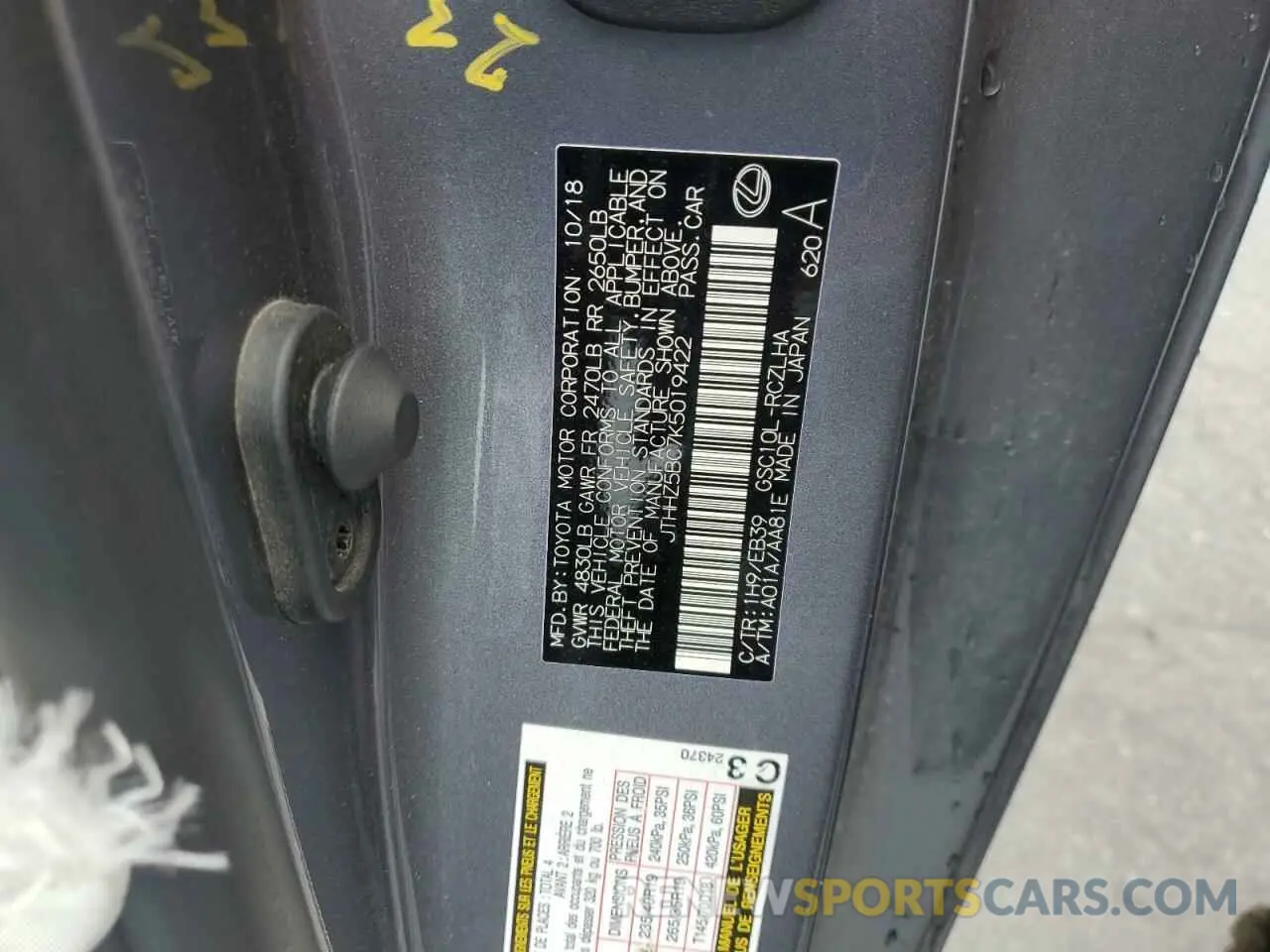 12 Photograph of a damaged car JTHHZ5BC7K5019422 LEXUS RX350 2019