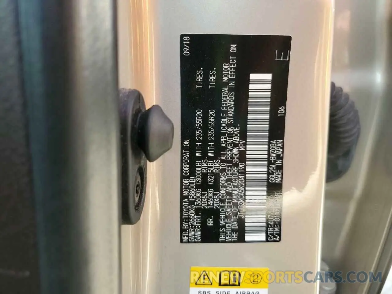 13 Photograph of a damaged car JTJBZMCA5K2041190 LEXUS RX350 2019