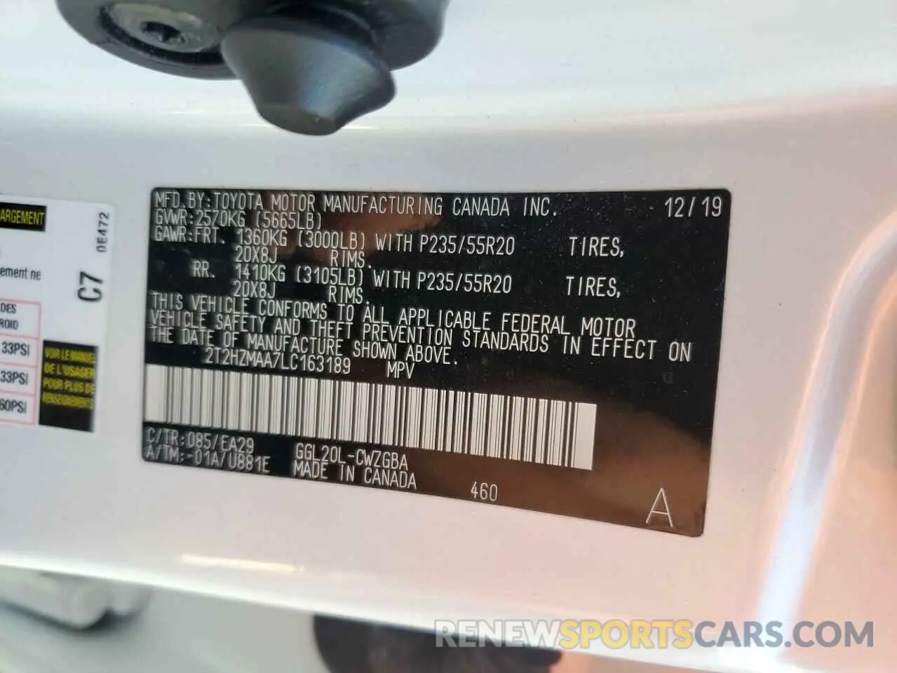 14 Фотография поврежденного автомобиля 2T2HZMAA7LC163189 LEXUS RX350 2020