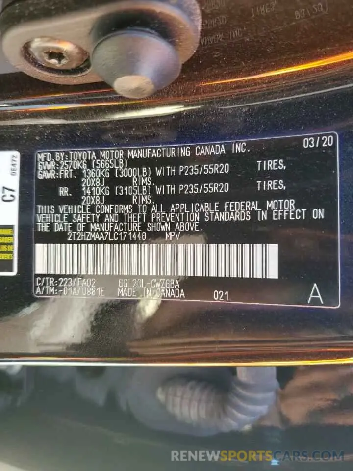 14 Фотография поврежденного автомобиля 2T2HZMAA7LC171440 LEXUS RX350 2020