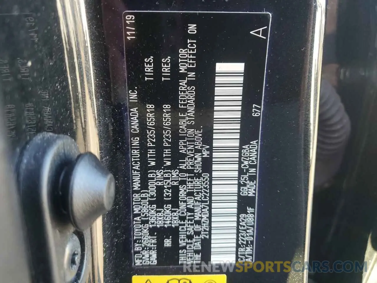 16 Photograph of a damaged car 2T2HZMDA7LC223550 LEXUS RX350 2020