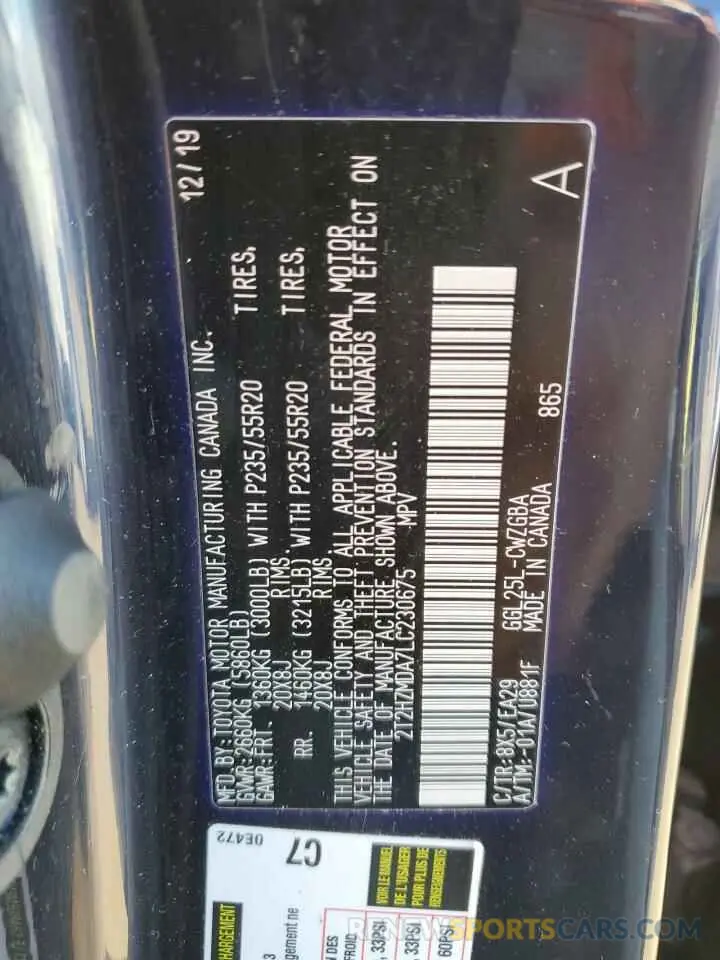 12 Фотография поврежденного автомобиля 2T2HZMDA7LC230675 LEXUS RX350 2020