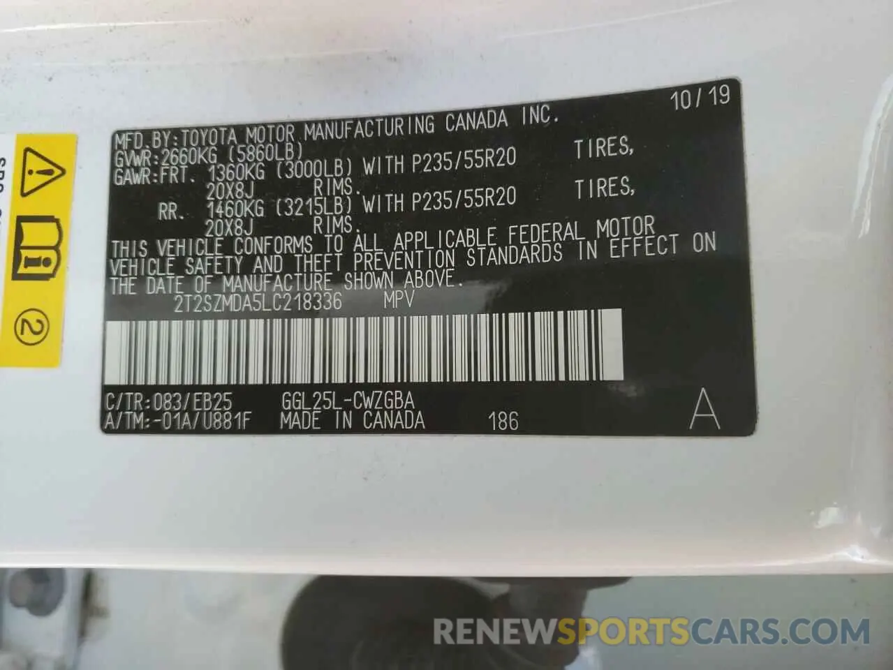 14 Фотография поврежденного автомобиля 2T2SZMDA5LC218336 LEXUS RX350 2020