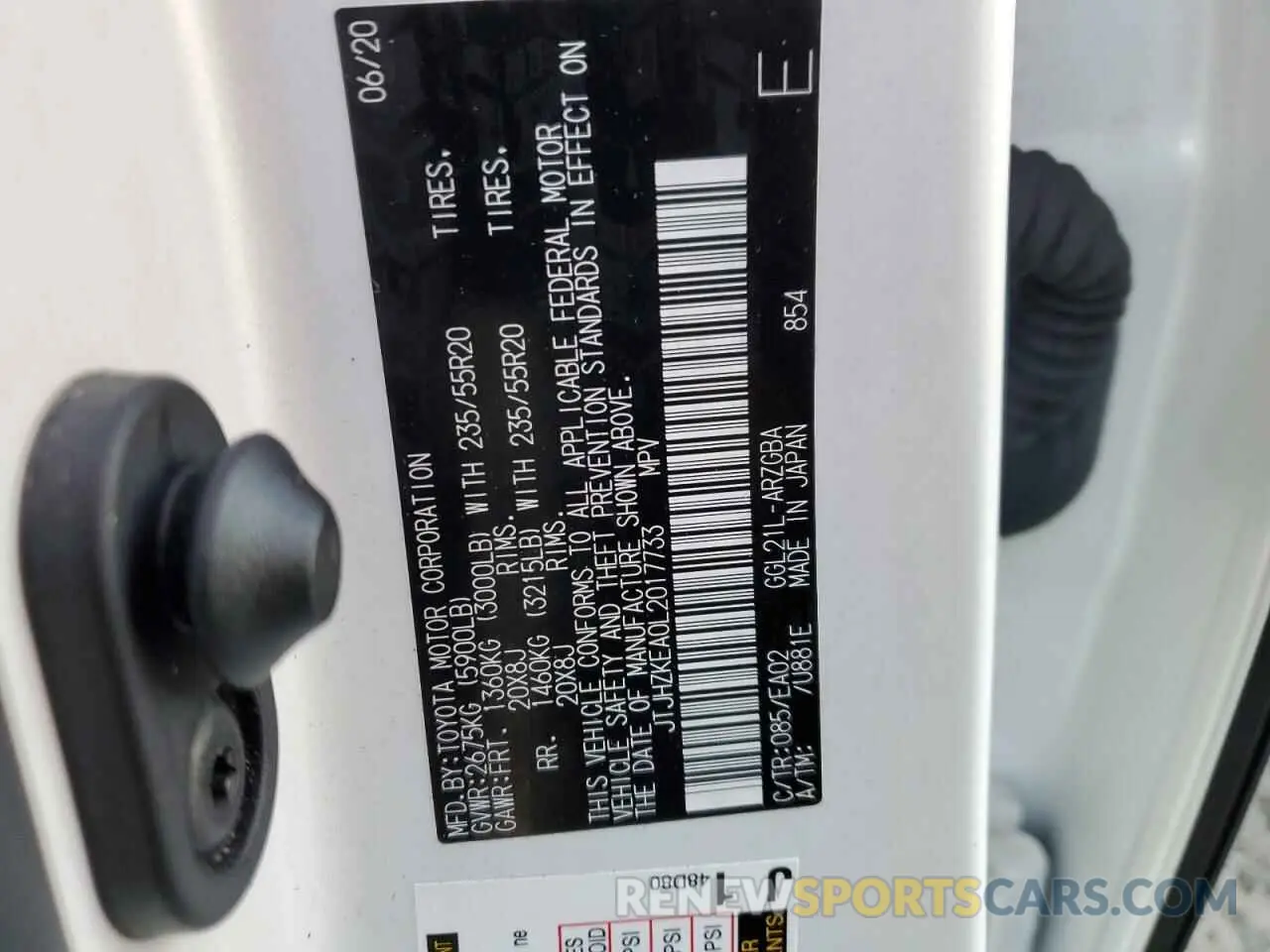 13 Photograph of a damaged car JTJHZKEA0L2017733 LEXUS RX350 2020