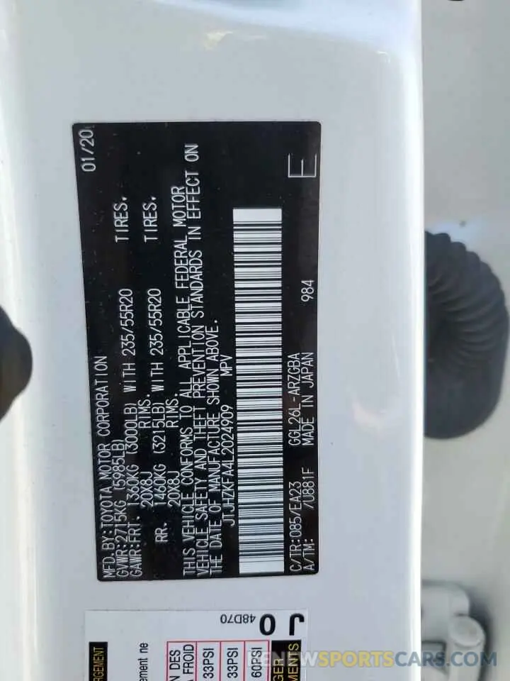 13 Фотография поврежденного автомобиля JTJHZKFA4L2024909 LEXUS RX350 2020