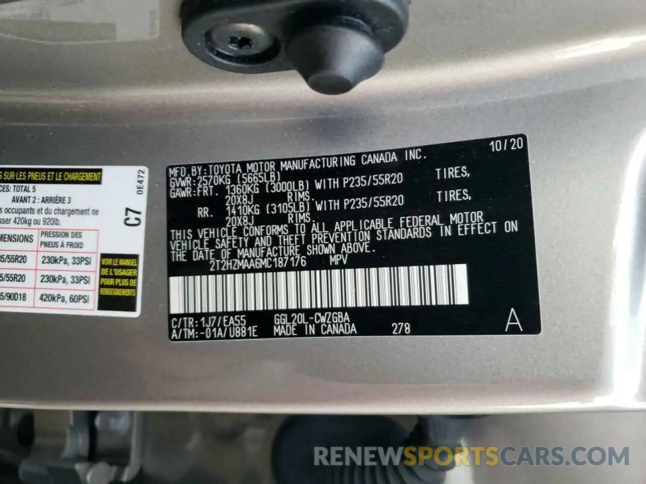 14 Фотография поврежденного автомобиля 2T2HZMAA6MC187176 LEXUS RX350 2021
