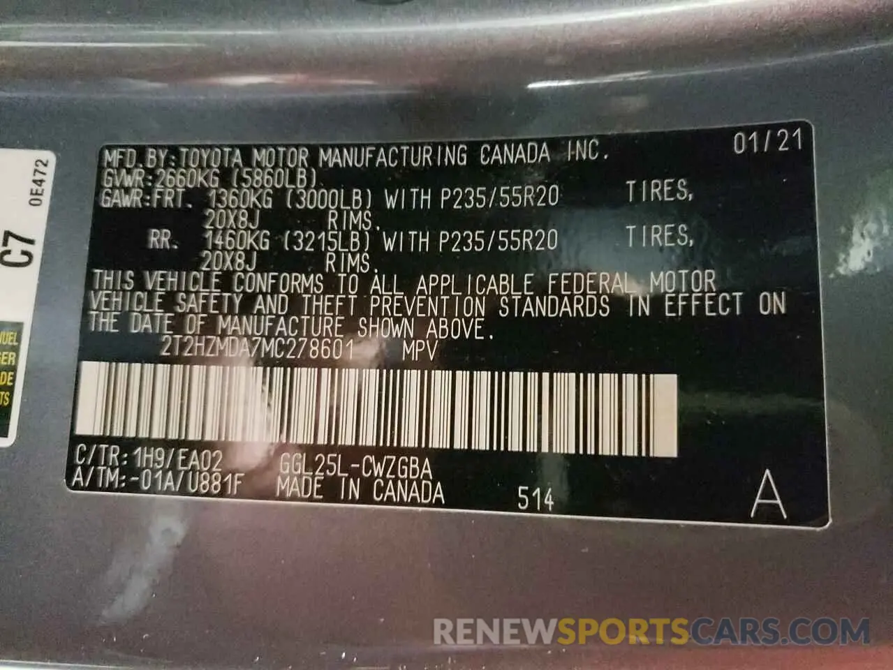 14 Фотография поврежденного автомобиля 2T2HZMDA7MC278601 LEXUS RX350 2021