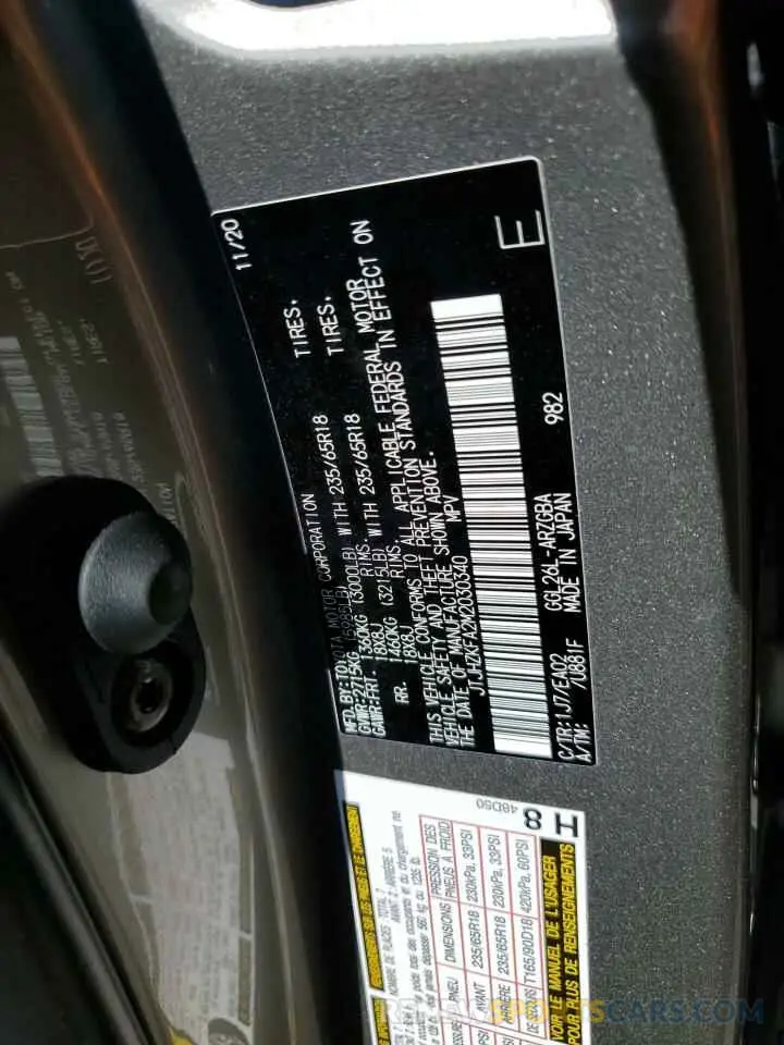 13 Photograph of a damaged car JTJHZKFA2M2030340 LEXUS RX350 2021