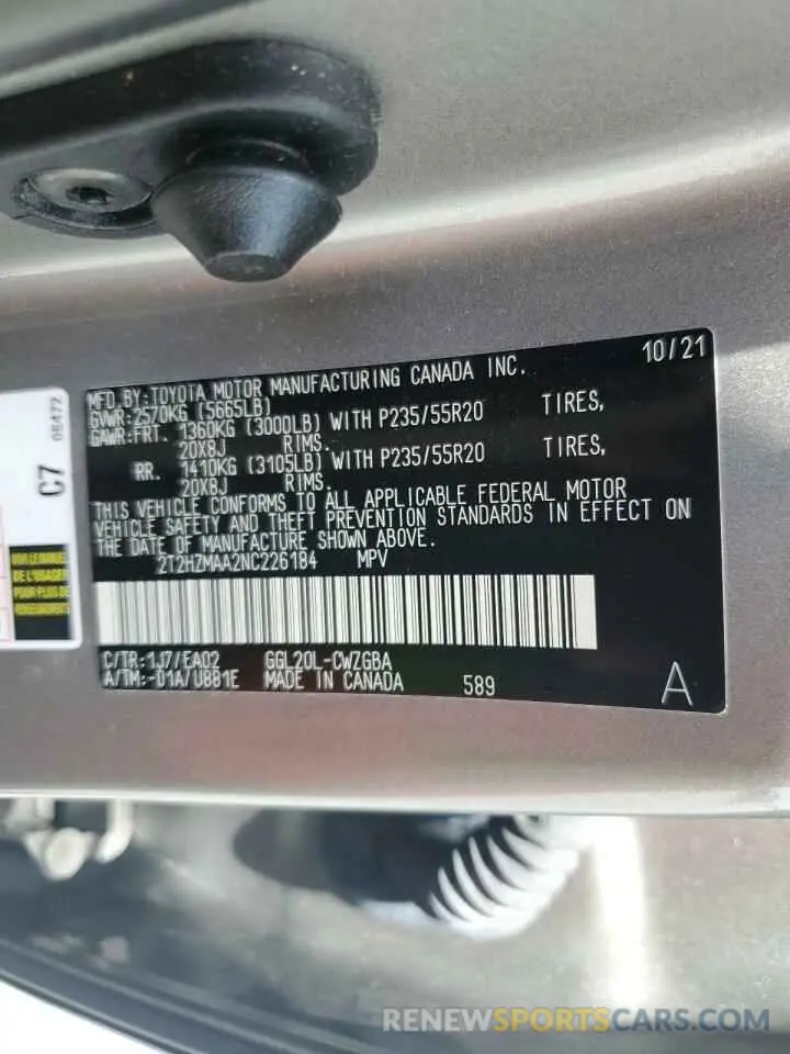 13 Фотография поврежденного автомобиля 2T2HZMAA2NC226184 LEXUS RX350 2022