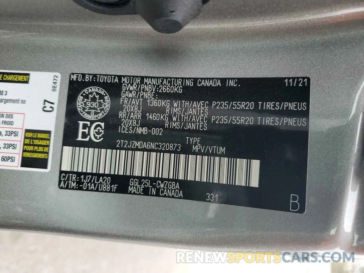14 Фотография поврежденного автомобиля 2T2JZMDA6NC320873 LEXUS RX350 2022