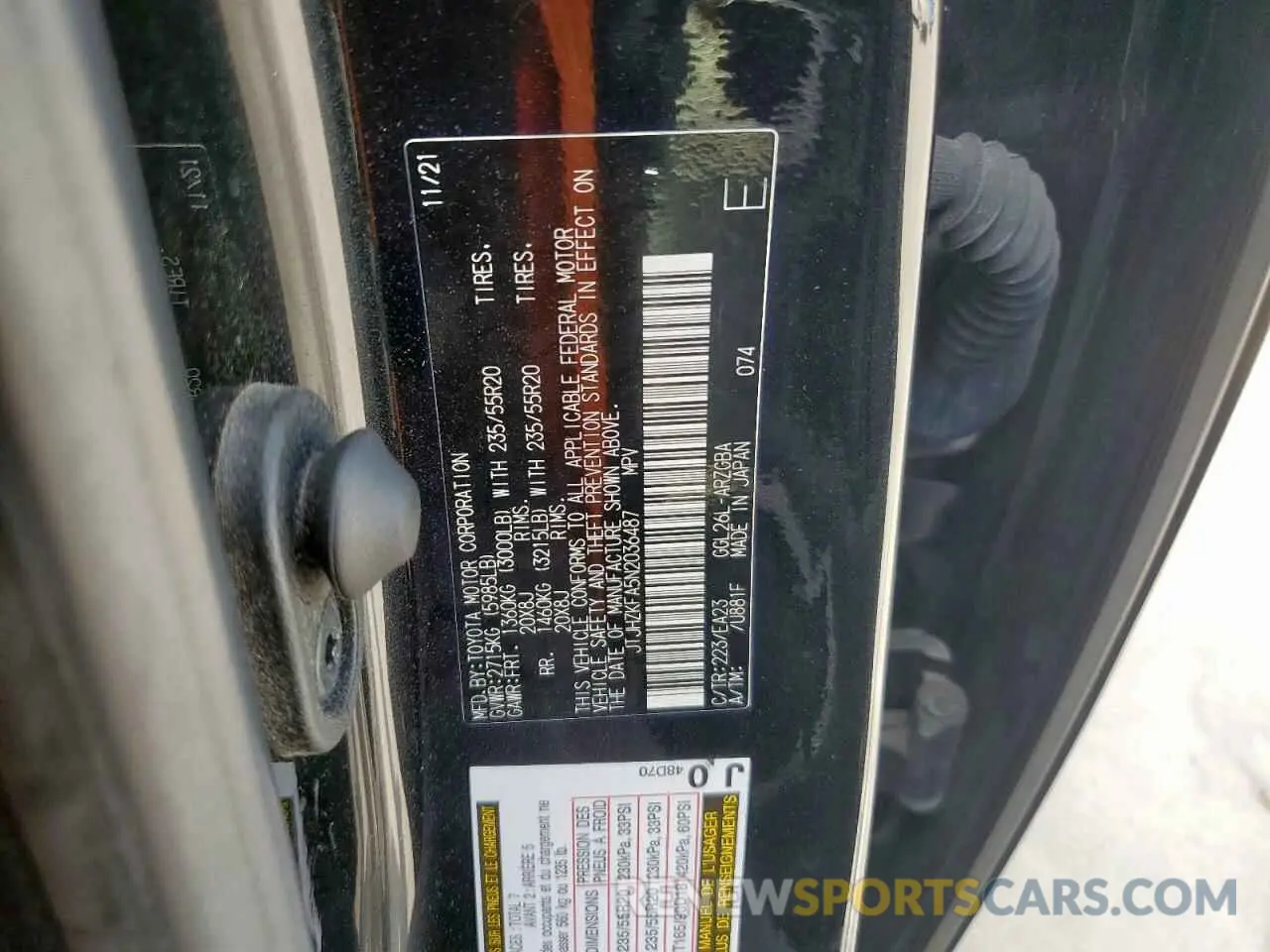 13 Фотография поврежденного автомобиля JTJHZKFA5N2036487 LEXUS RX350 2022