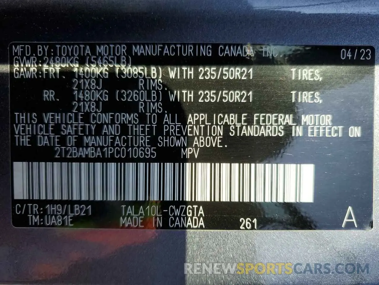 14 Фотография поврежденного автомобиля 2T2BAMBA1PC010695 LEXUS RX350 2023
