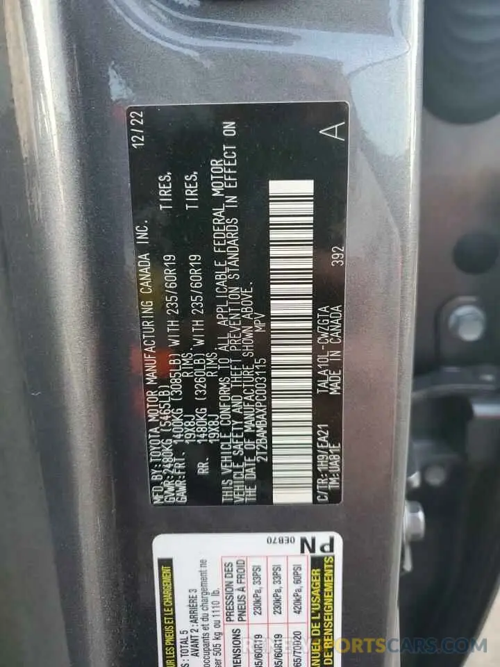 14 Photograph of a damaged car 2T2BAMBAXPC003115 LEXUS RX350 2023