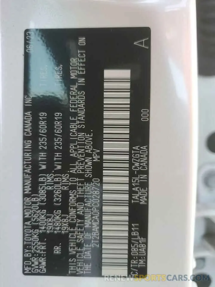 14 Фотография поврежденного автомобиля 2T2BAMCA0PC028720 LEXUS RX350 2023