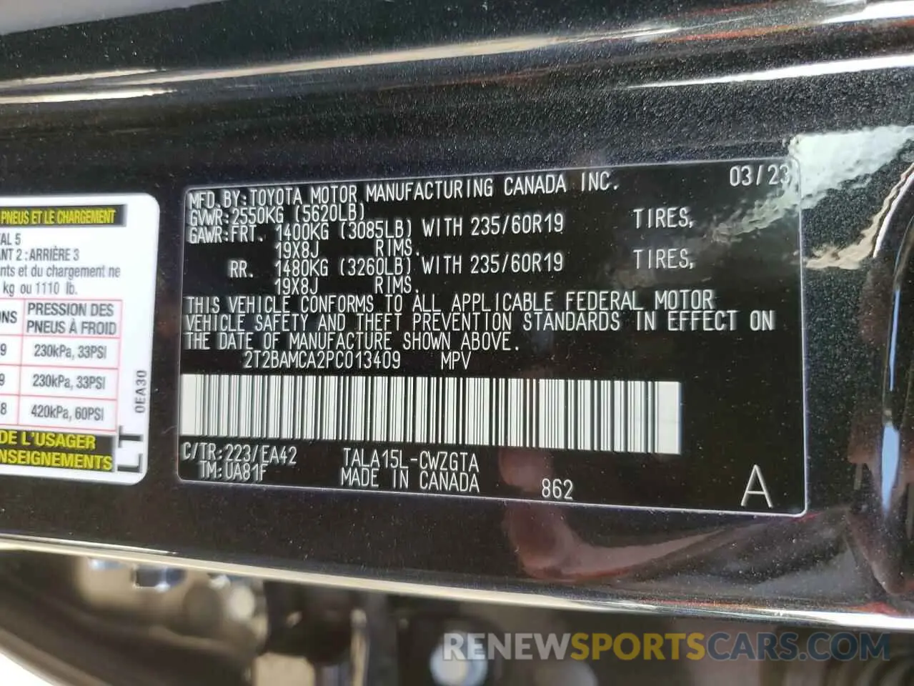 13 Photograph of a damaged car 2T2BAMCA2PC013409 LEXUS RX350 2023