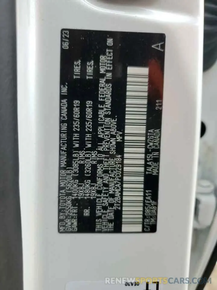 13 Фотография поврежденного автомобиля 2T2BAMCA7PC029184 LEXUS RX350 2023