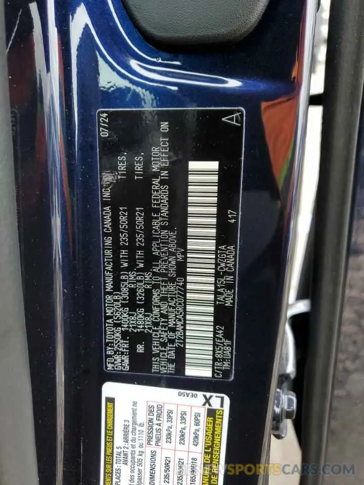 14 Фотография поврежденного автомобиля 2T2BAMCA5RC077740 LEXUS RX350 2024