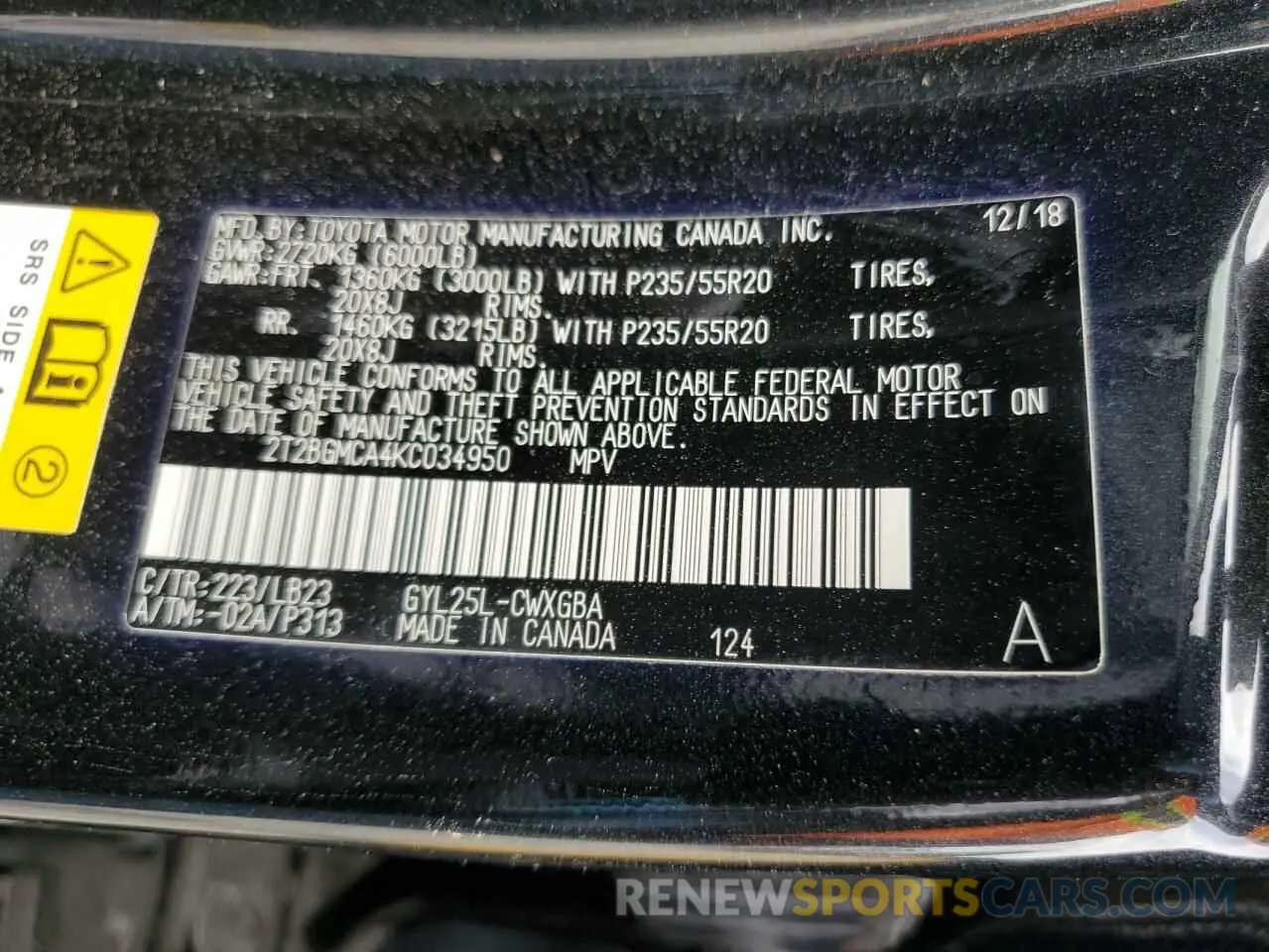 14 Photograph of a damaged car 2T2BGMCA4KC034950 LEXUS RX450 2019