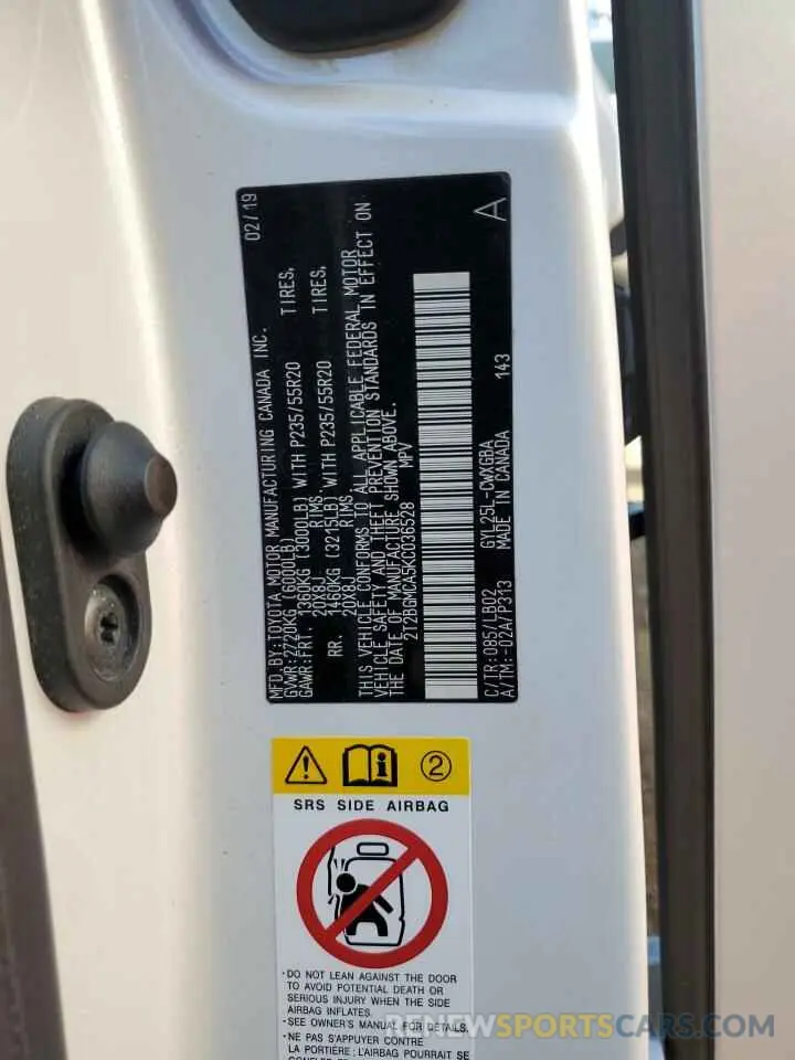 13 Фотография поврежденного автомобиля 2T2BGMCA5KC036528 LEXUS RX450 2019