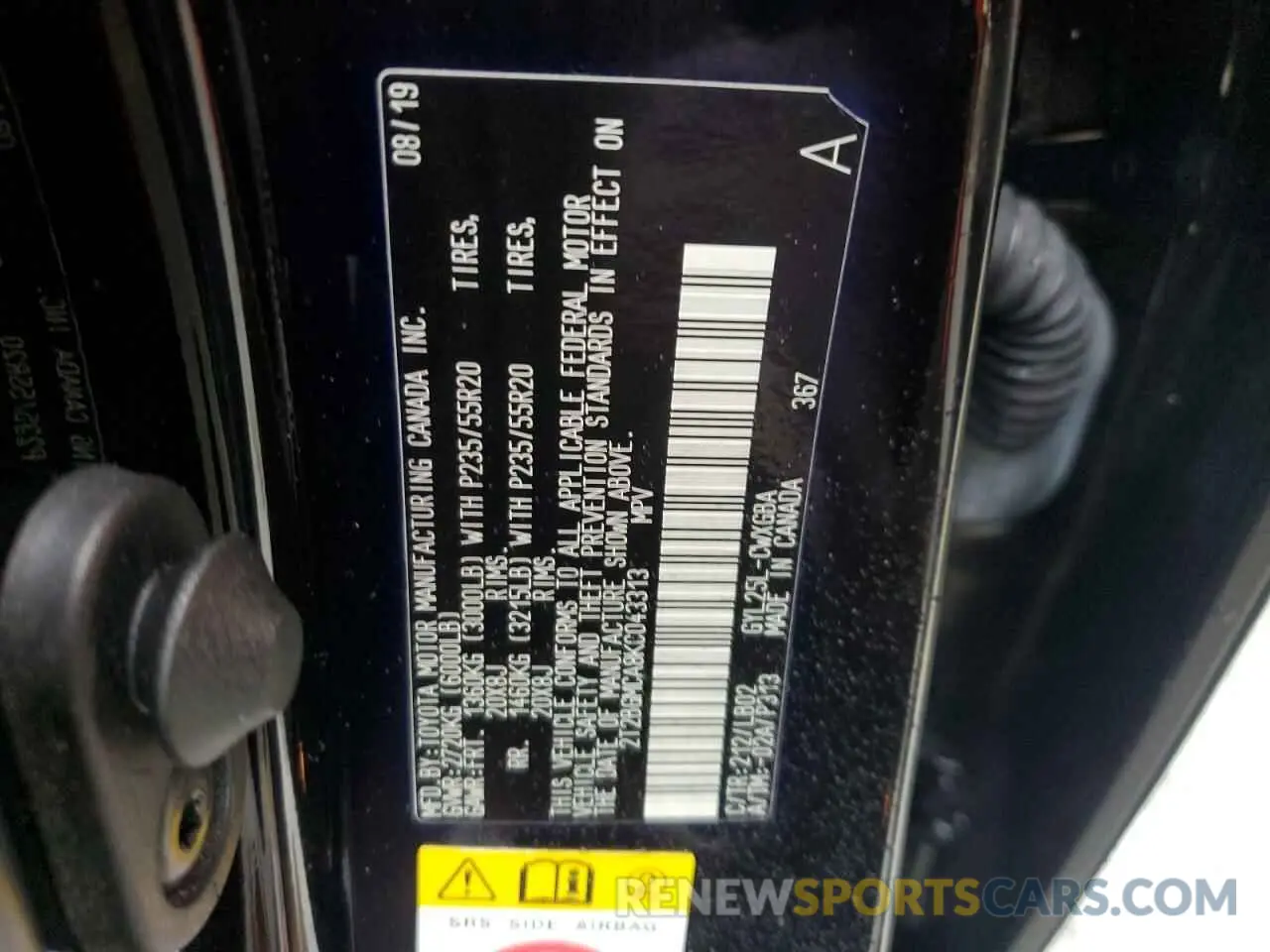 13 Фотография поврежденного автомобиля 2T2BGMCA8KC043313 LEXUS RX450 2019