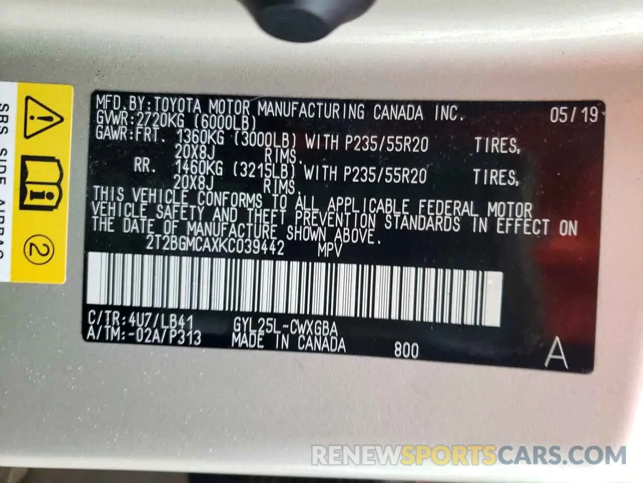 13 Фотография поврежденного автомобиля 2T2BGMCAXKC039442 LEXUS RX450 2019