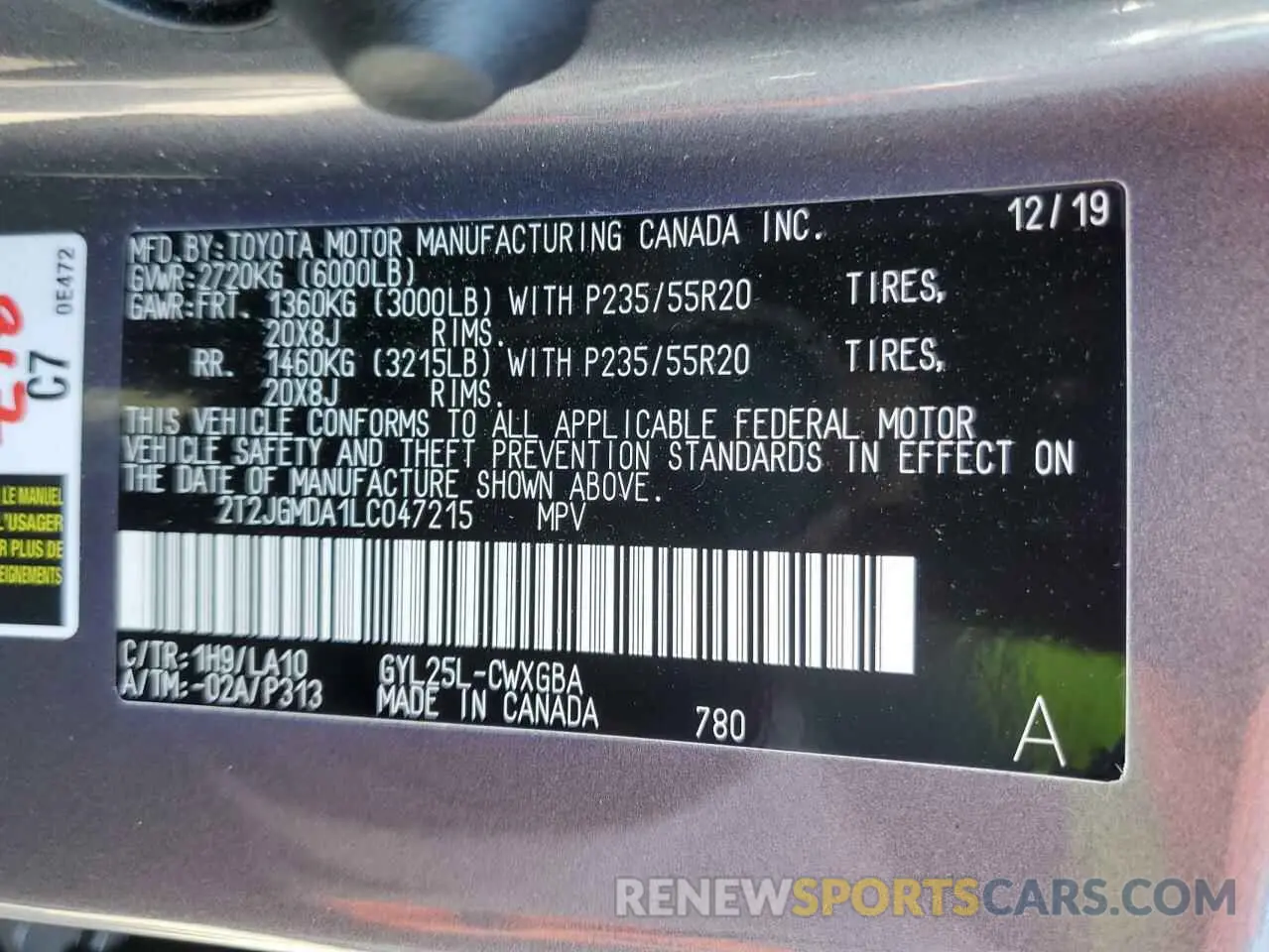 14 Фотография поврежденного автомобиля 2T2JGMDA1LC047215 LEXUS RX450 2020