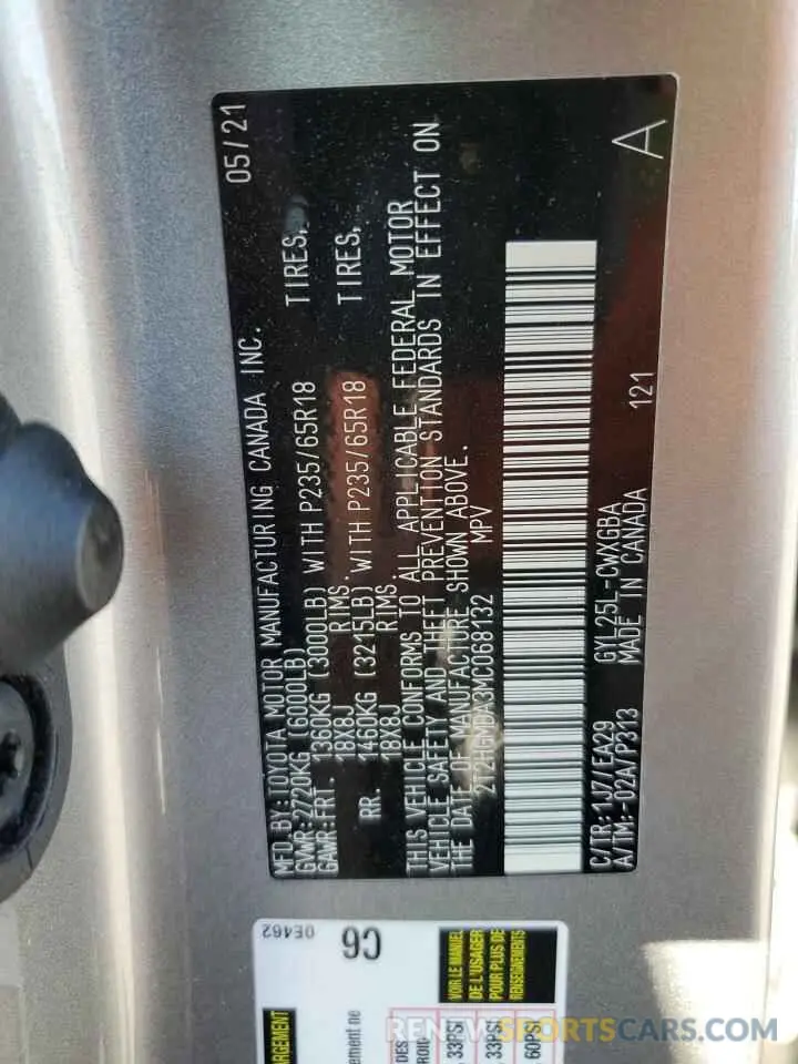 14 Photograph of a damaged car 2T2HGMDA3MC068132 LEXUS RX450 2021