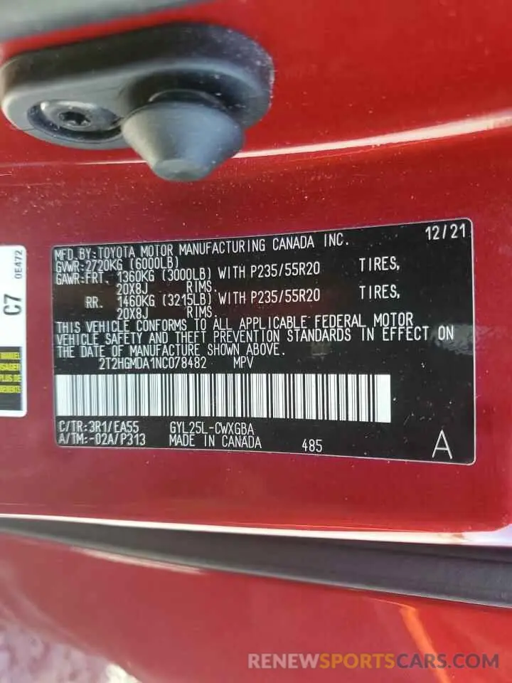 13 Photograph of a damaged car 2T2HGMDA1NC078482 LEXUS RX450 2022