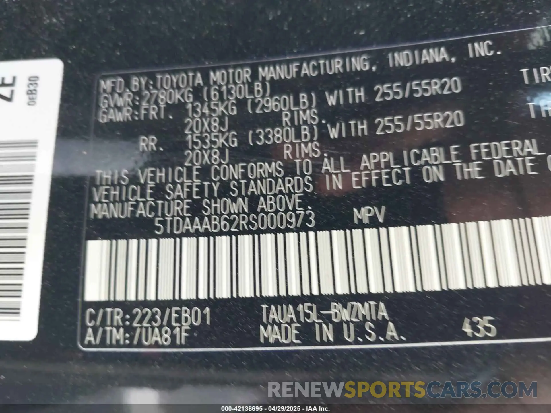 9 Фотография поврежденного автомобиля 5TDAAAB62RS000973 LEXUS TX 350 2024