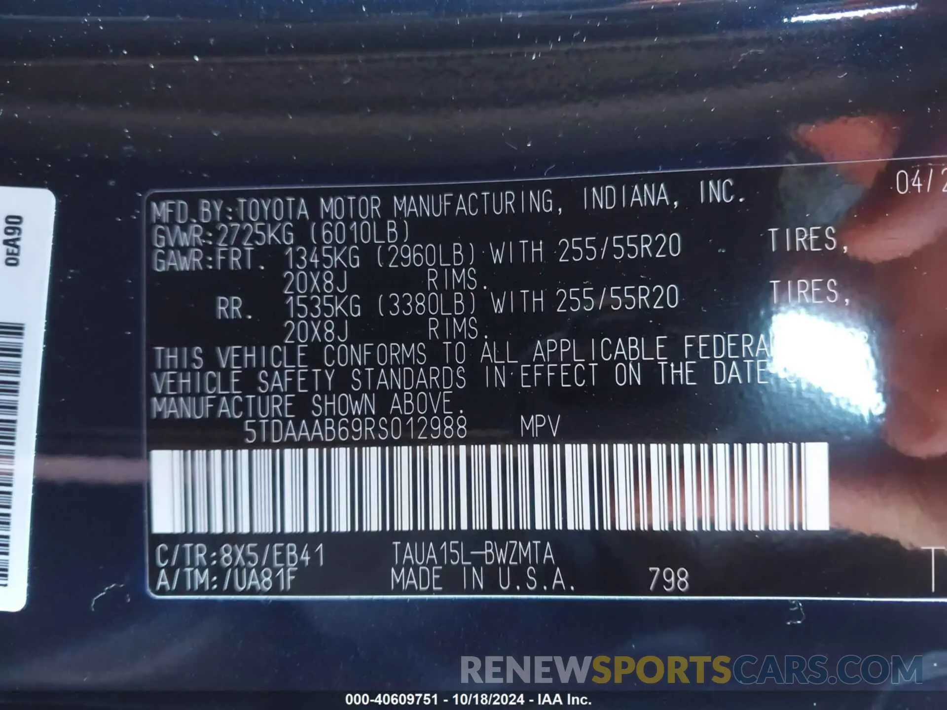 9 Фотография поврежденного автомобиля 5TDAAAB69RS012988 LEXUS TX 350 2024