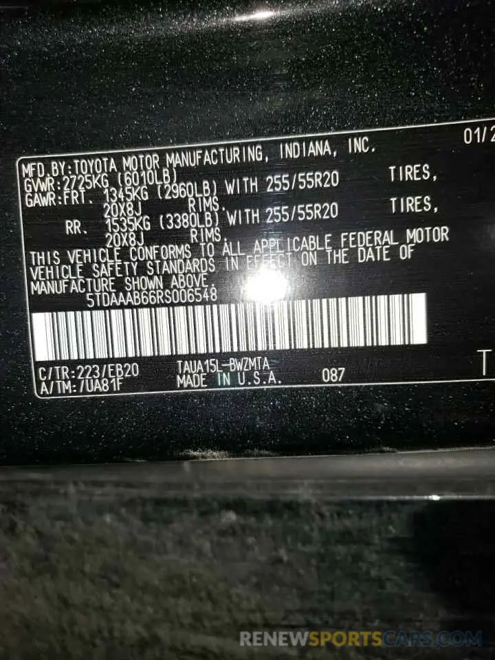 13 Photograph of a damaged car 5TDAAAB66RS006548 LEXUS TX 350 BAS 2024