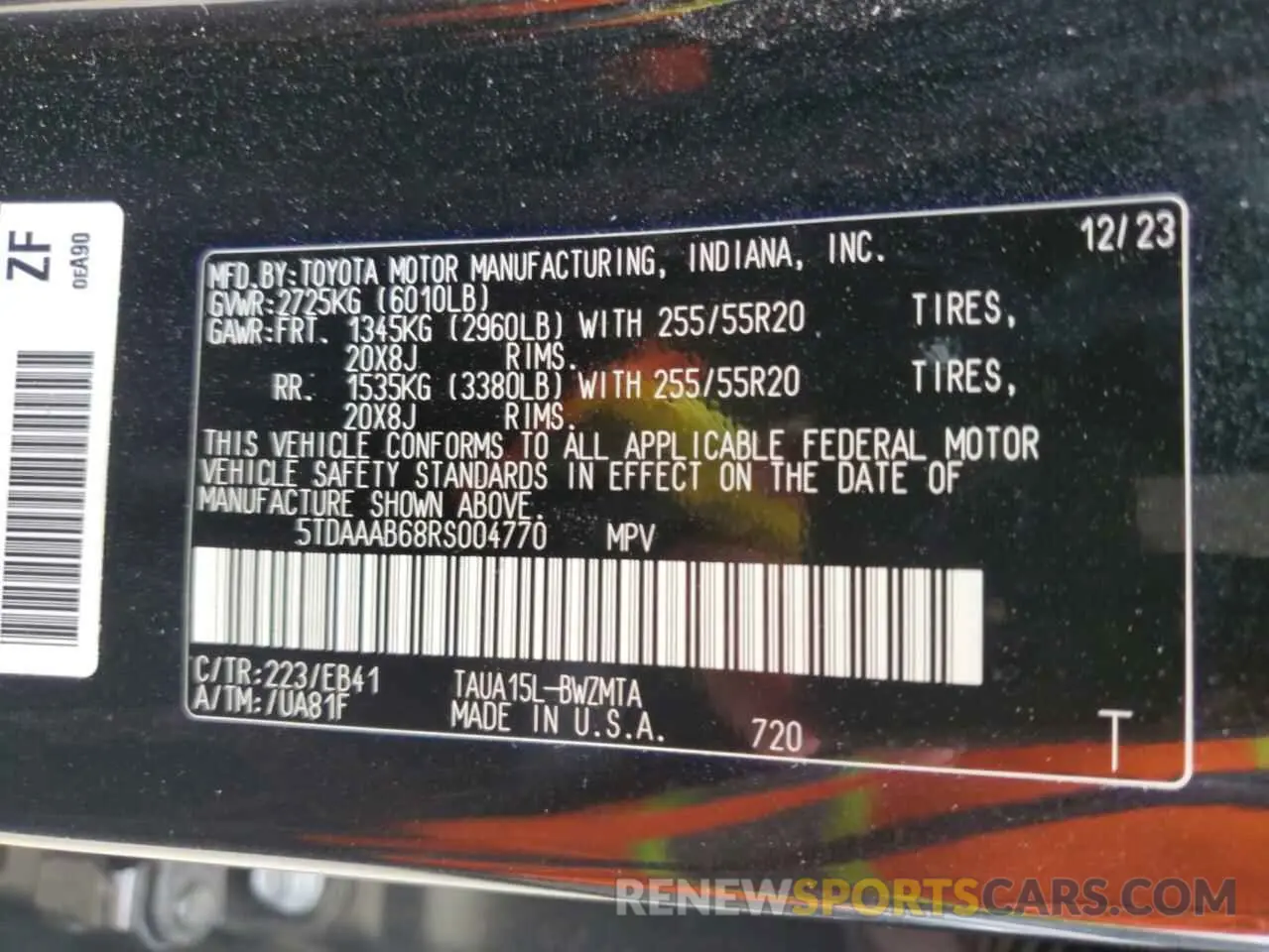 14 Photograph of a damaged car 5TDAAAB68RS004770 LEXUS TX 350 BAS 2024