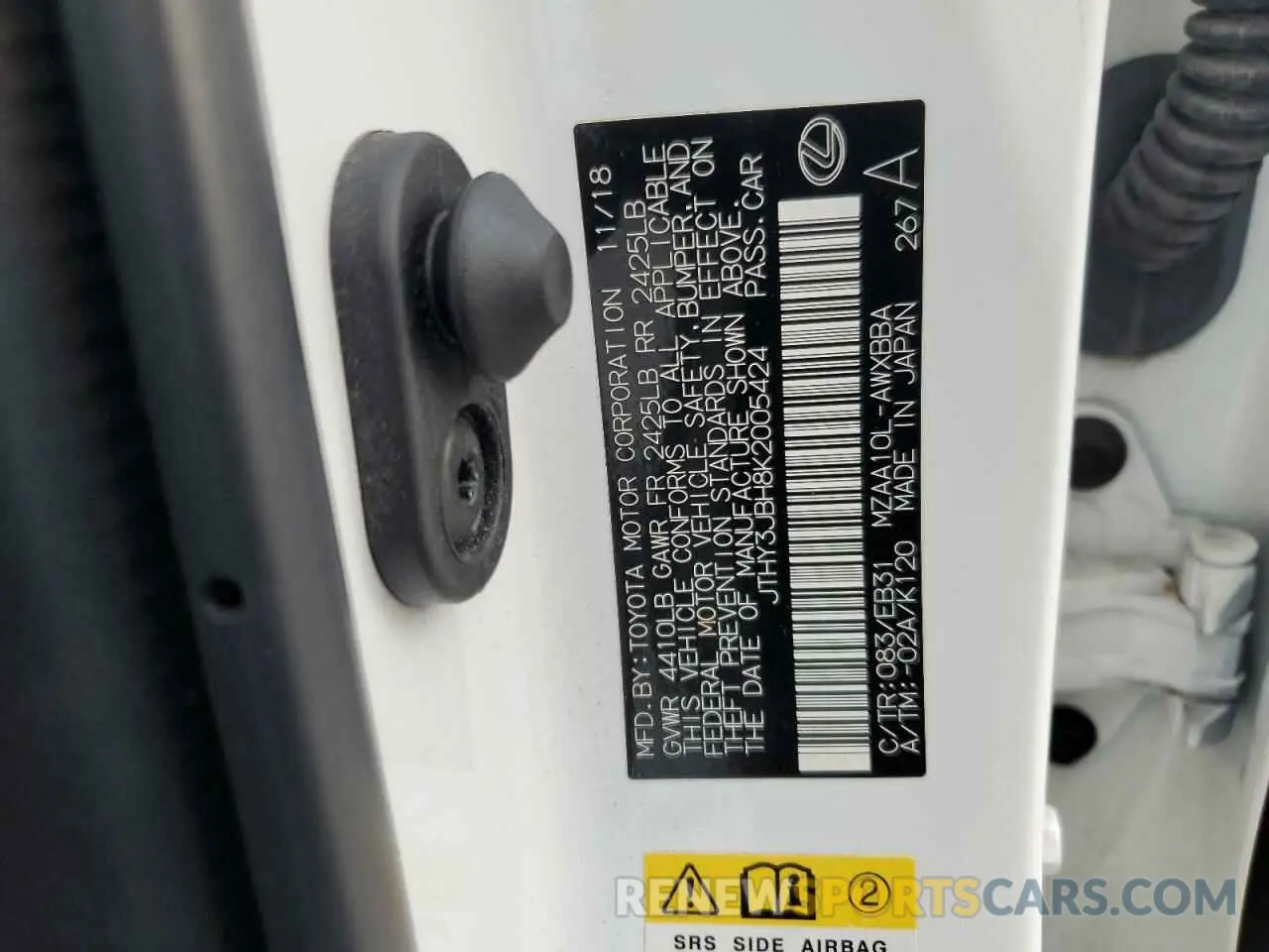 12 Фотография поврежденного автомобиля JTHY3JBH8K2005424 LEXUS UX 200 2019