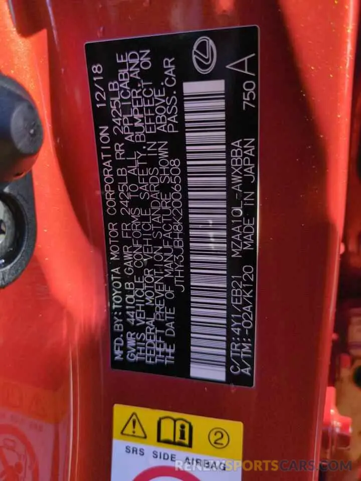 14 Photograph of a damaged car JTHY3JBH8K2006508 LEXUS UX 200 2019