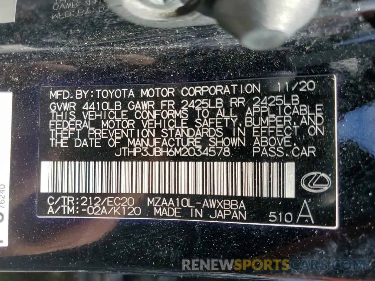 13 Фотография поврежденного автомобиля JTHP3JBH6M2034578 LEXUS UX 200 2021