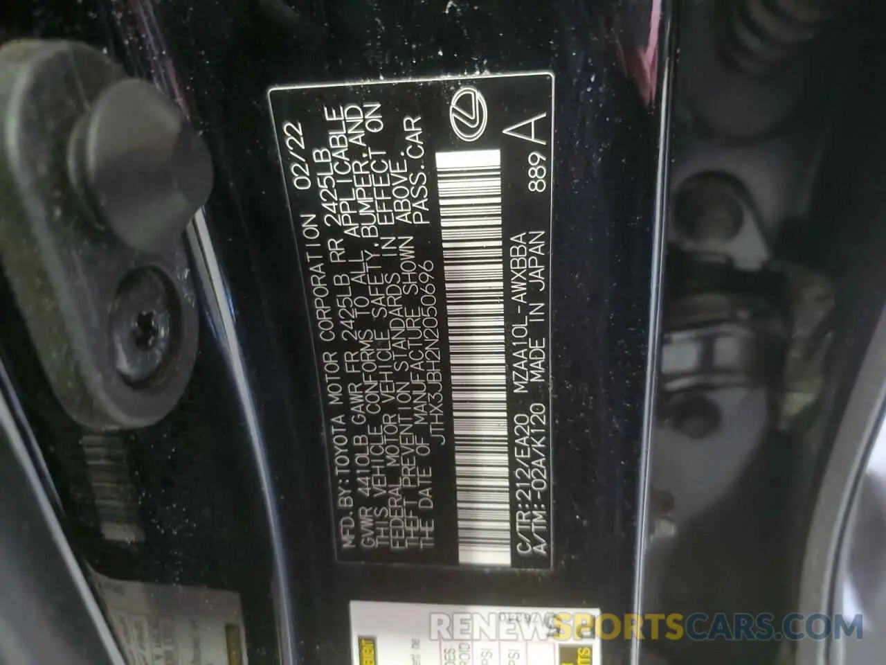 13 Photograph of a damaged car JTHX3JBH2N2050696 LEXUS UX 200 BAS 2022