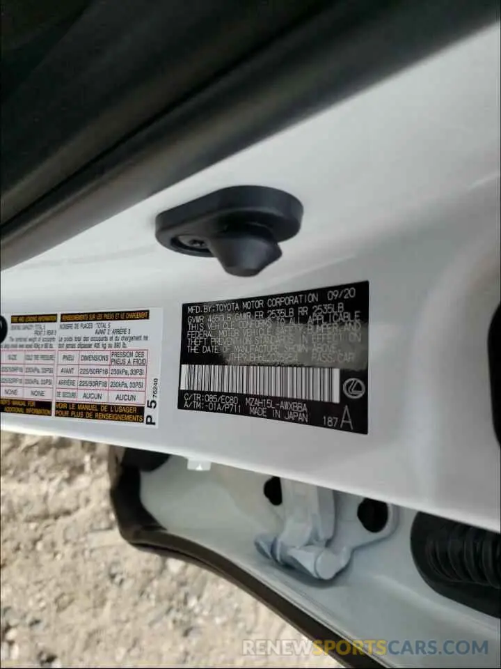 10 Photograph of a damaged car JTHP9JBH6L2035954 LEXUS UX 250H 2020