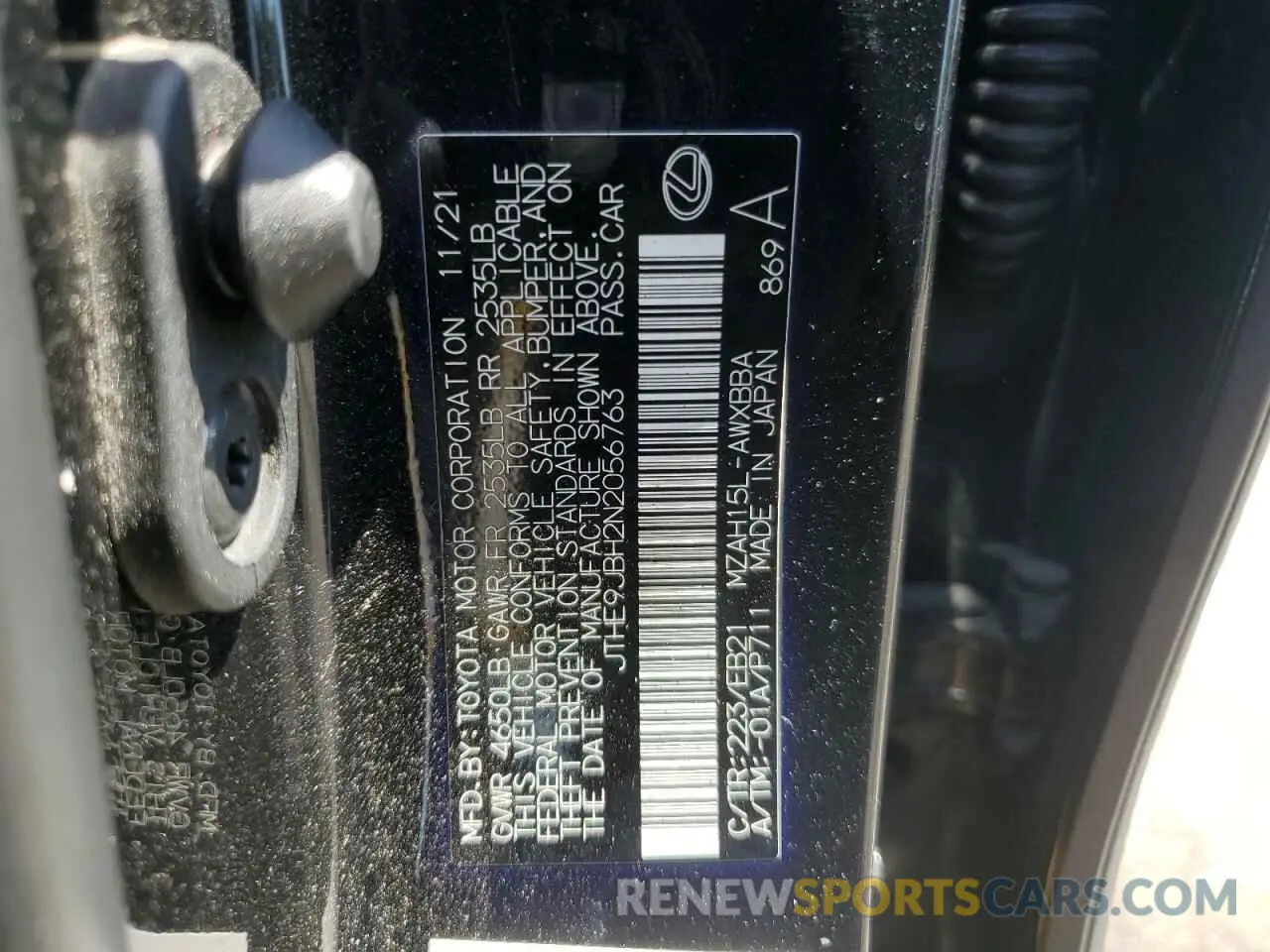 13 Фотография поврежденного автомобиля JTHE9JBH2N2056763 LEXUS UX 250H BA 2022