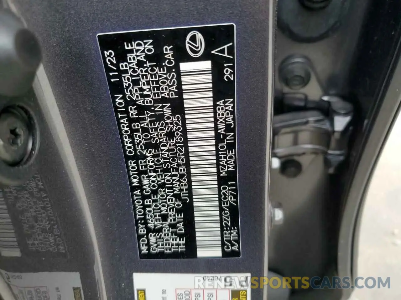 14 Photograph of a damaged car JTHB6JBH5R2189325 LEXUS UX 250H BA 2024