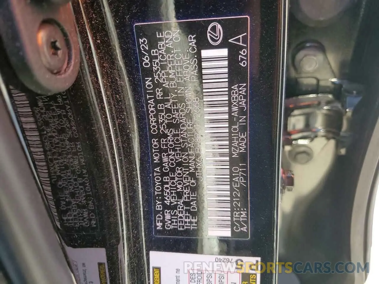 15 Фотография поврежденного автомобиля JTHX6JBH8R2172668 LEXUS UX 250H BA 2024