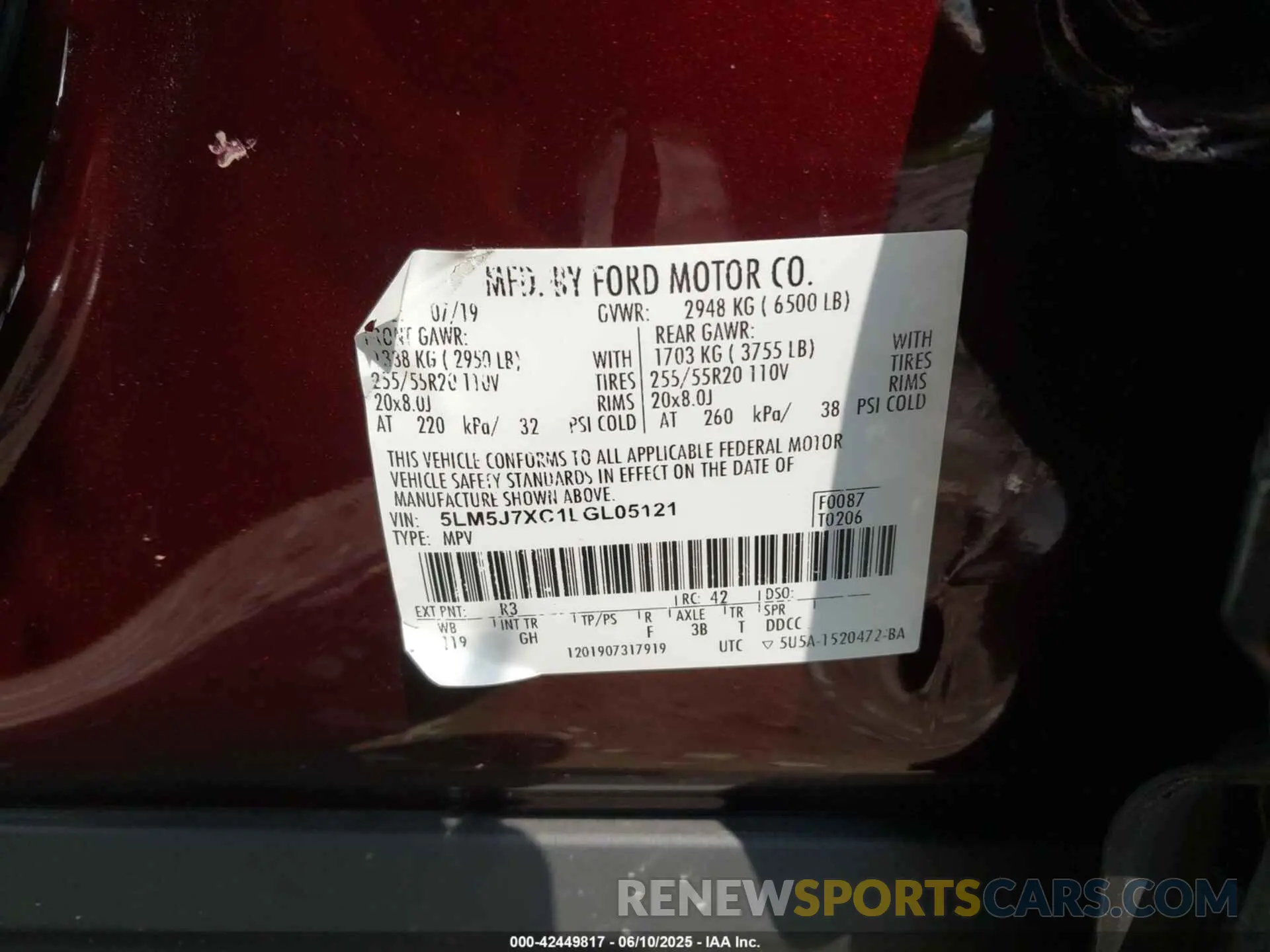 9 Photograph of a damaged car 5LM5J7XC1LGL05121 LINCOLN AVIATOR 2020