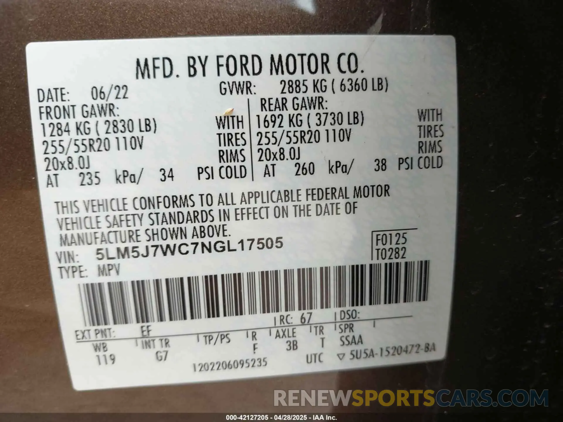 9 Photograph of a damaged car 5LM5J7WC7NGL17505 LINCOLN AVIATOR 2022