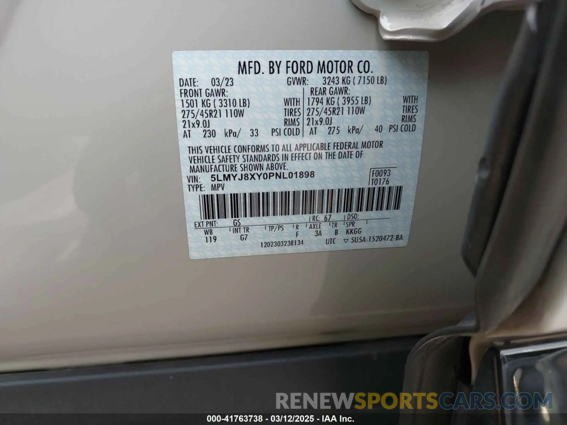 9 Фотография поврежденного автомобиля 5LMYJ8XY0PNL01898 LINCOLN AVIATOR 2023