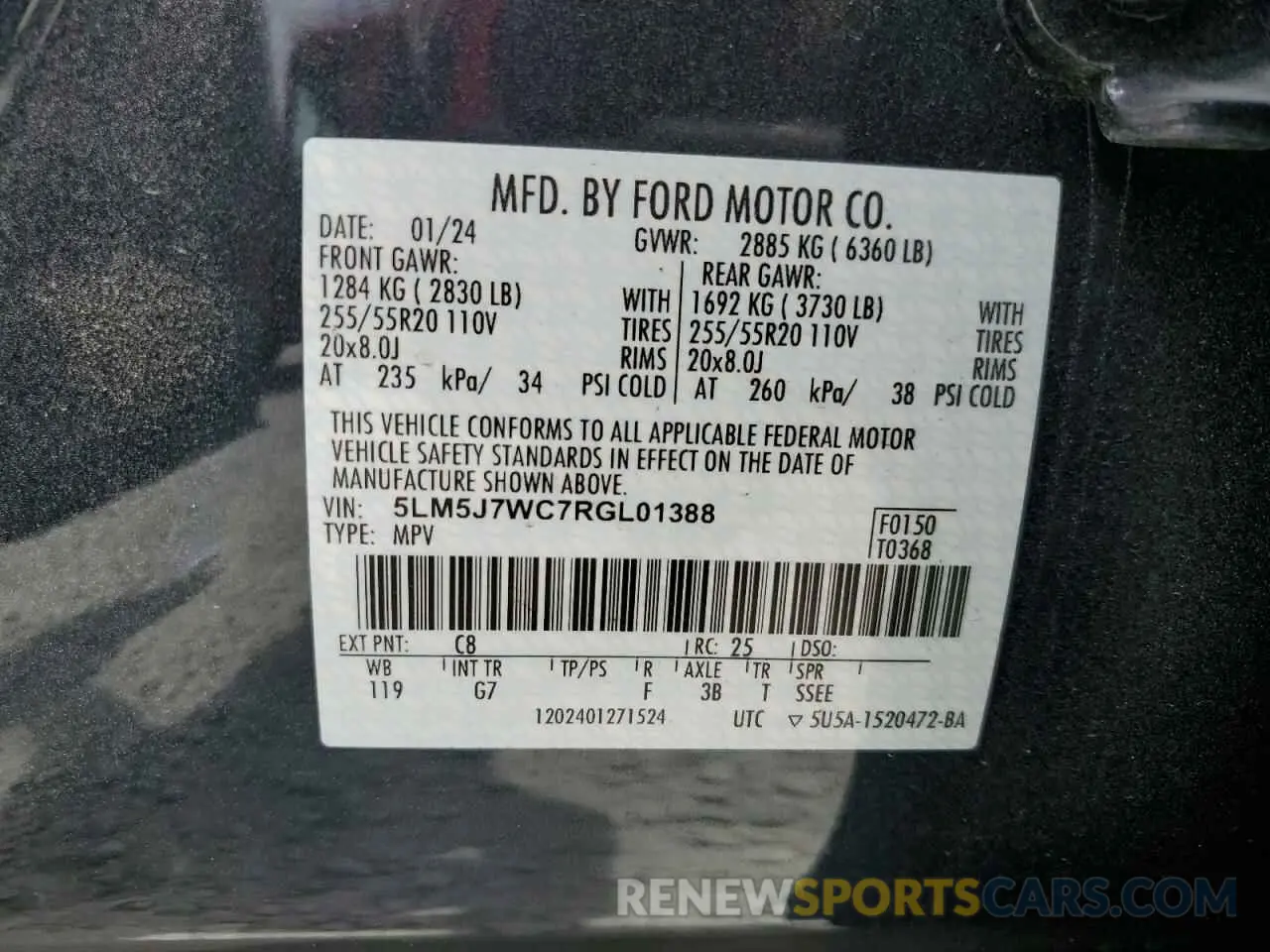 14 Photograph of a damaged car 5LM5J7WC7RGL01388 LINCOLN AVIATOR 2024